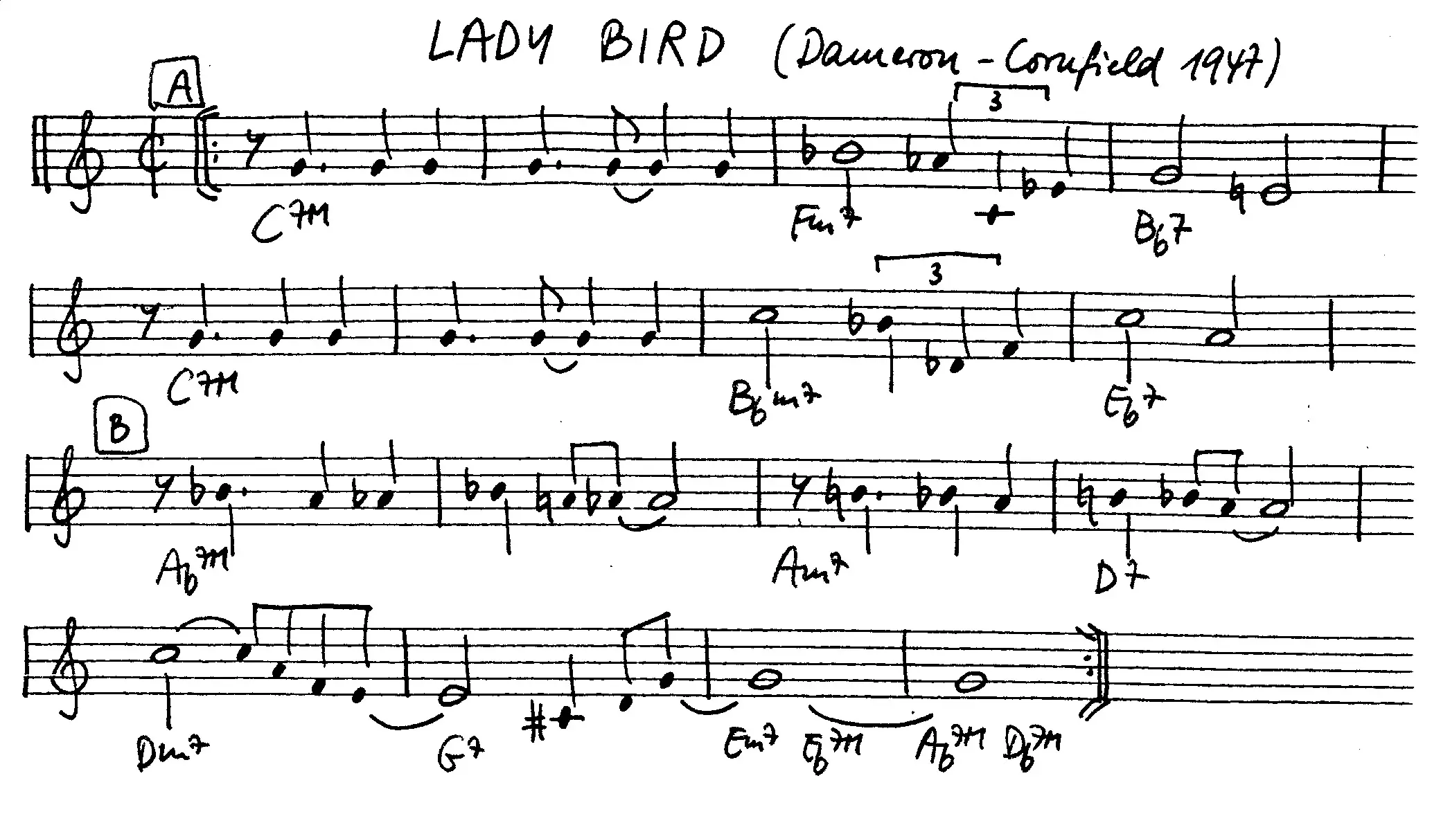 lady bird free jazz leadsheet - Courtesy of the Jungle Jazz Band